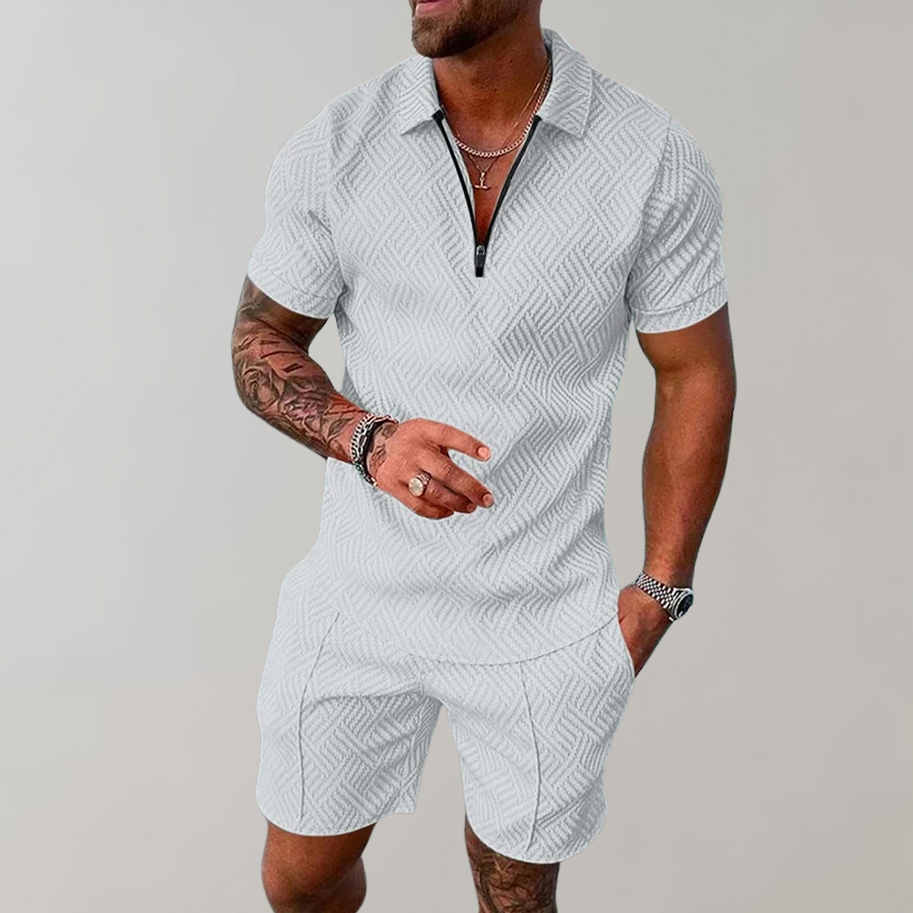 Men's Summer Shorts Polo Set