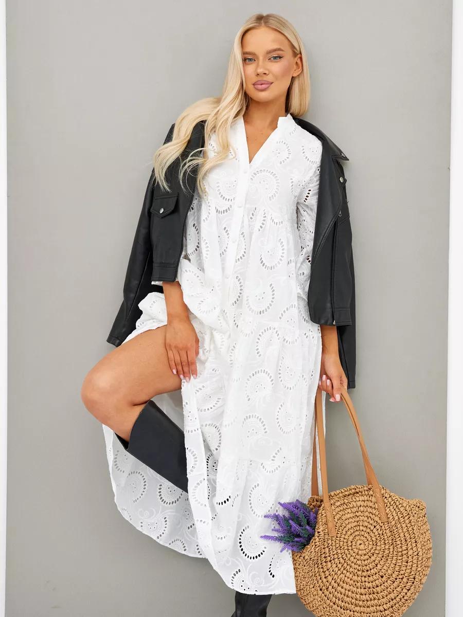 Flowy Crochet Summer Dress with Bell Sleeves - VibreMode