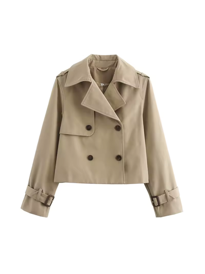 Women's Waterproof Trench Coat Belted Notched Collar - VibreMode