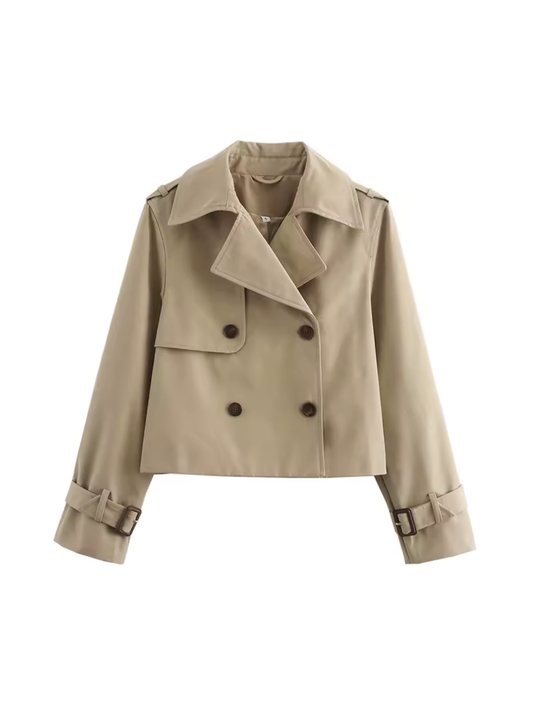 Women's Waterproof Trench Coat Belted Notched Collar - VibreMode