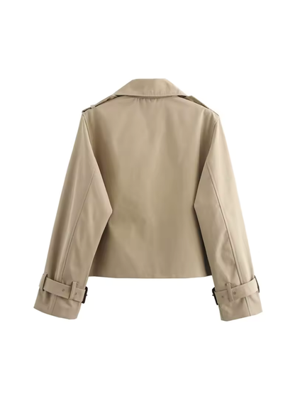 Women's Waterproof Trench Coat Belted Notched Collar