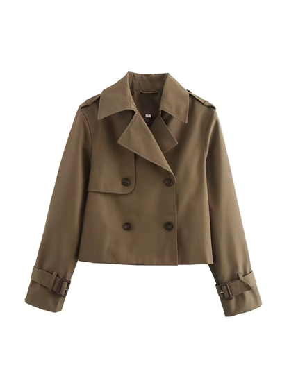 Women's Waterproof Trench Coat Belted Notched Collar