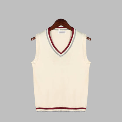 Striped Sleeveless Pullover Preppy Style