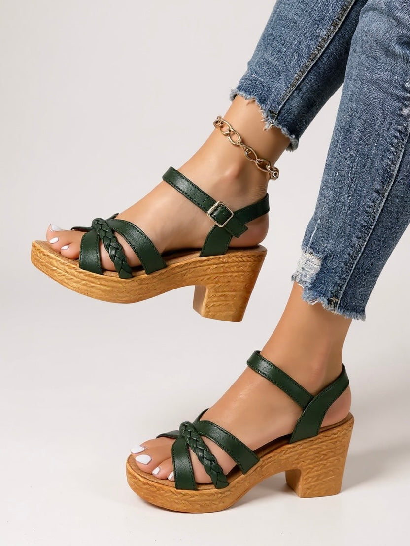 Women's Woven Block Heel Sandals Cushioned