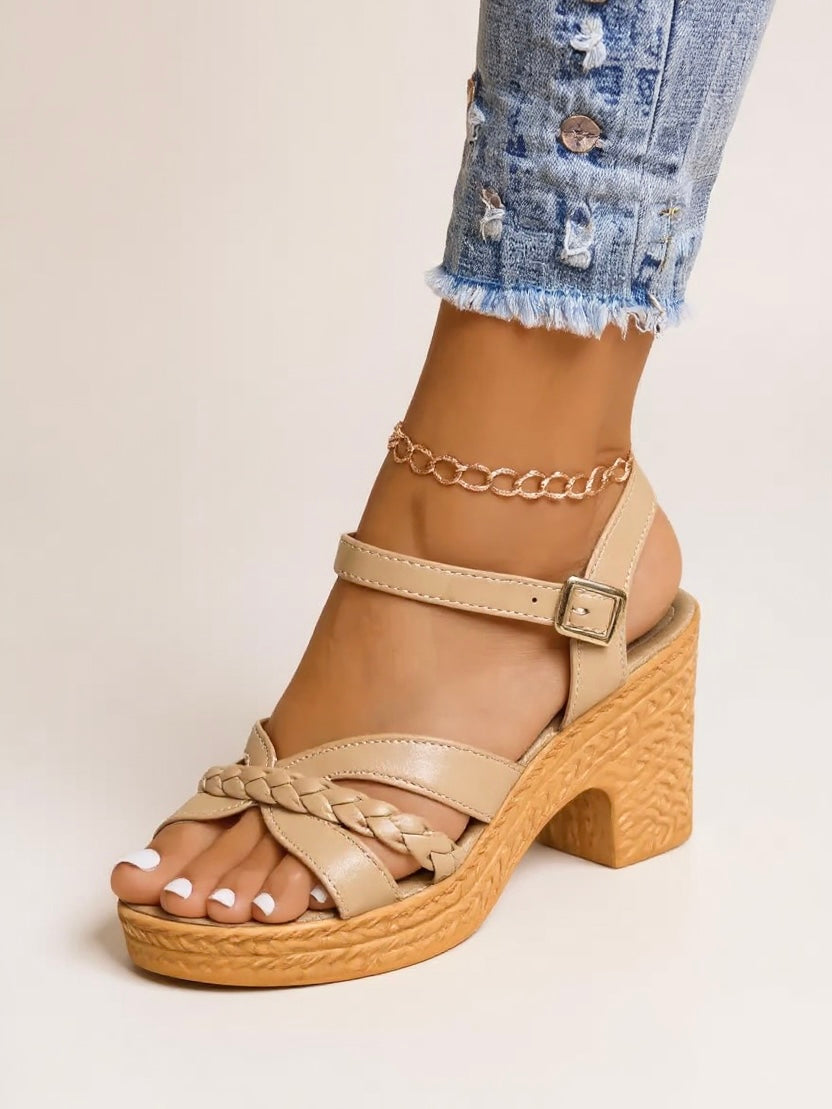 Women's Woven Block Heel Sandals Cushioned