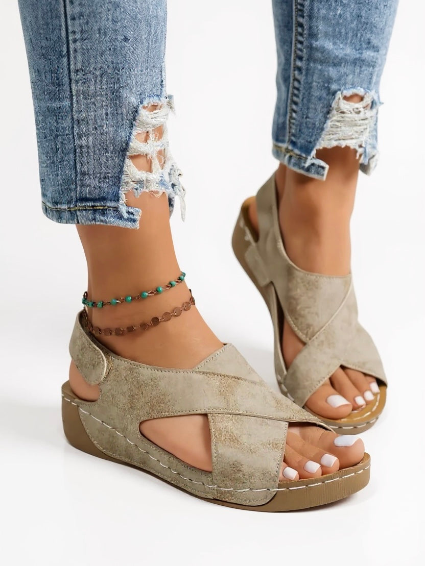 Women's Platform Wedge Sandals Olive - VibreMode