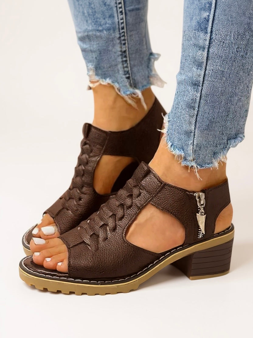 Comfortable Women's High Heel Padded Sandals - VibreMode