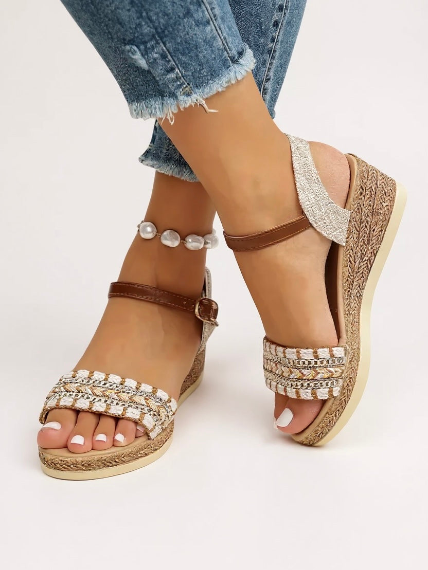 Comfortable Woven Platform Wedge Sandals for Women - VibreMode