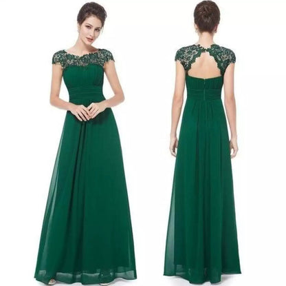 Women's Lace Gown Floral Open Back