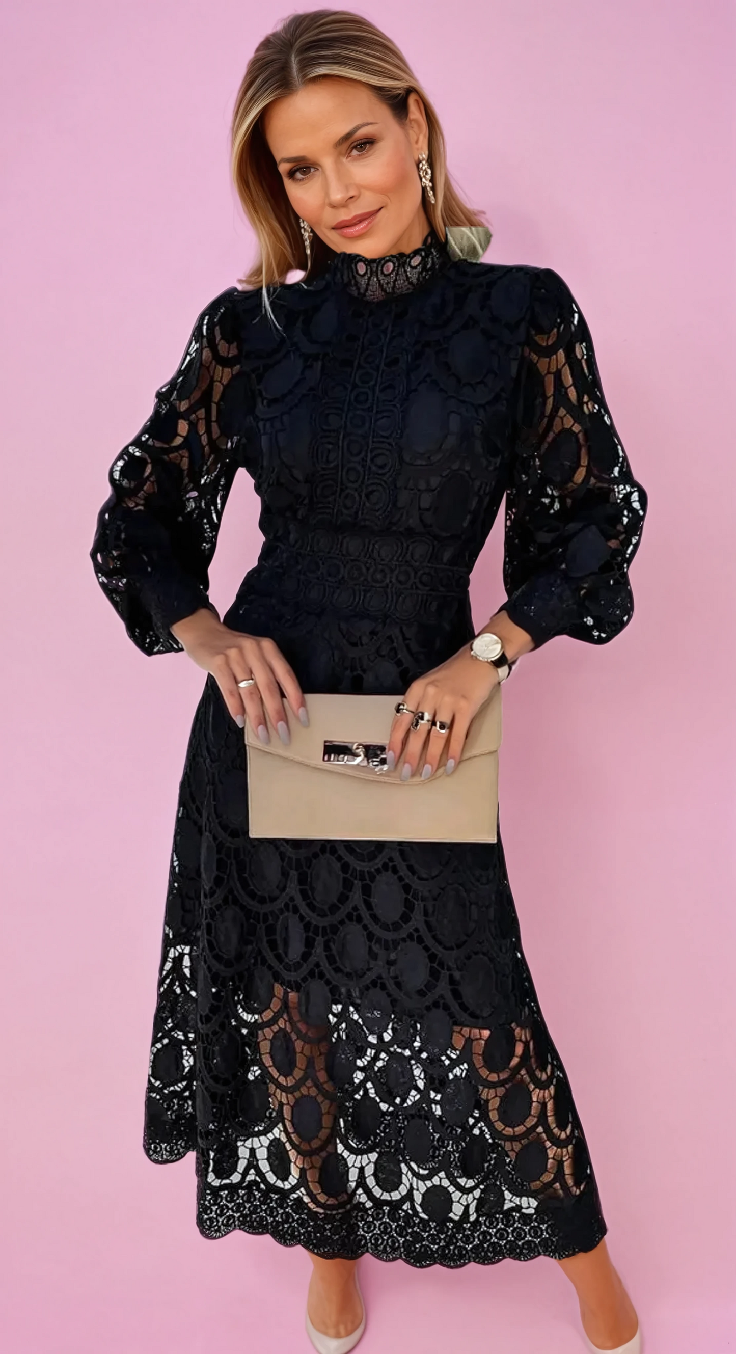 Elegant Waist Midi Dress - VibreMode