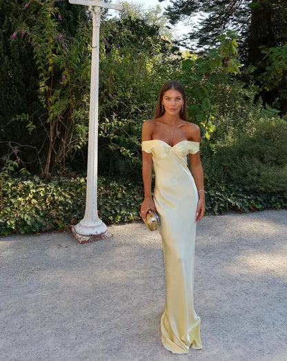 Elegant Ladies Off The Shoulder Lace Evening Dress