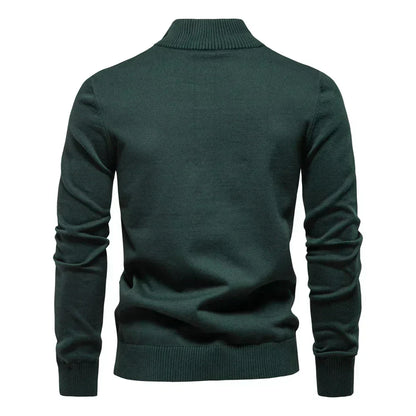 Men's Striped Half-Zip Jumper Contrast Chest Knitwear