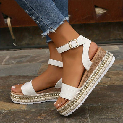 Women's Platform Sandals Ankle Strap Textured Sole