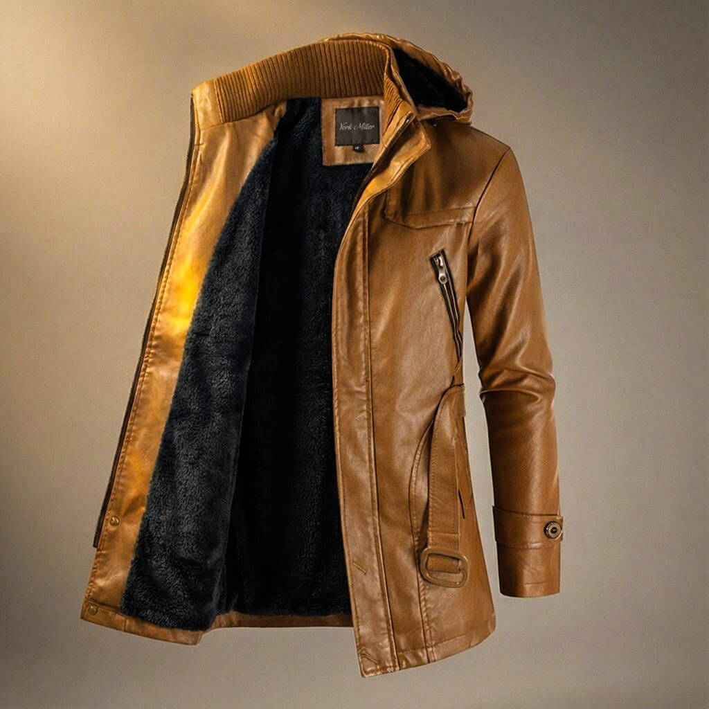 Classic Biker Leather Hoodie Jacket