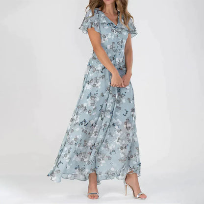 Women's Floral Maxi Dress Vintage Print - VibreMode