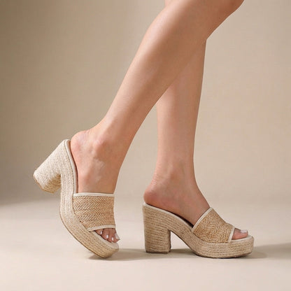 Women's Espadrille Mule Sandal Platform Block Heel - VibreMode