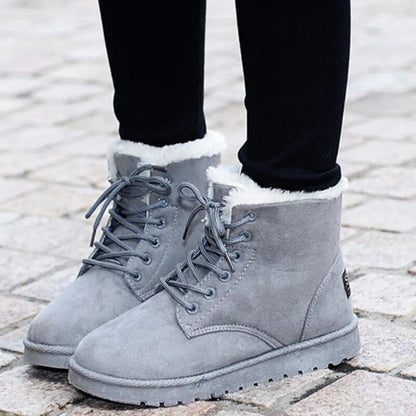 Women's Ankle Boots Lace-Up Cozy Warm Lining Non-Slip Sole Brown