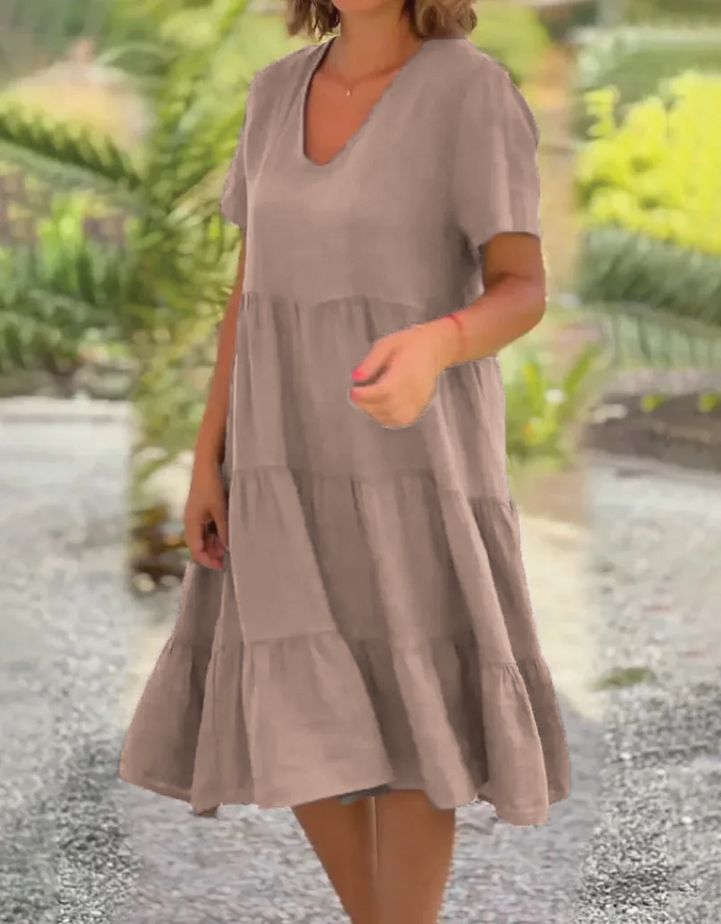 Layered V Neck Summer Dress
