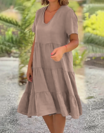 Layered V Neck Summer Dress