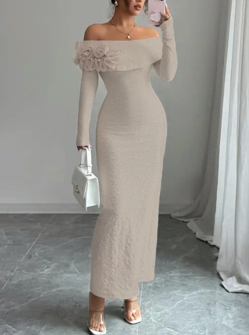 Green Sleek Off The Shoulder Dress - VibreMode