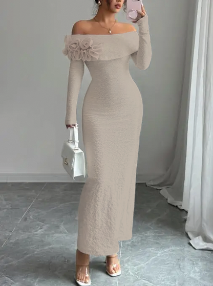 Green Sleek Off The Shoulder Dress - VibreMode