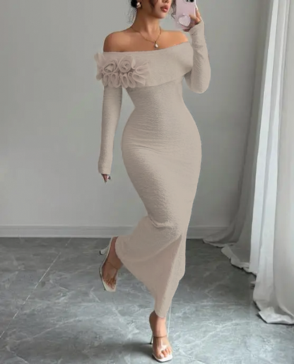Green Sleek Off The Shoulder Dress