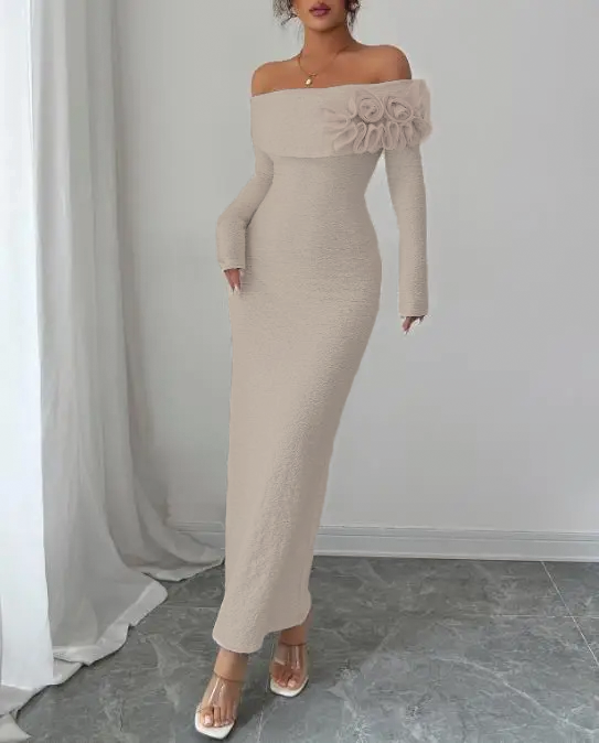 Green Sleek Off The Shoulder Dress