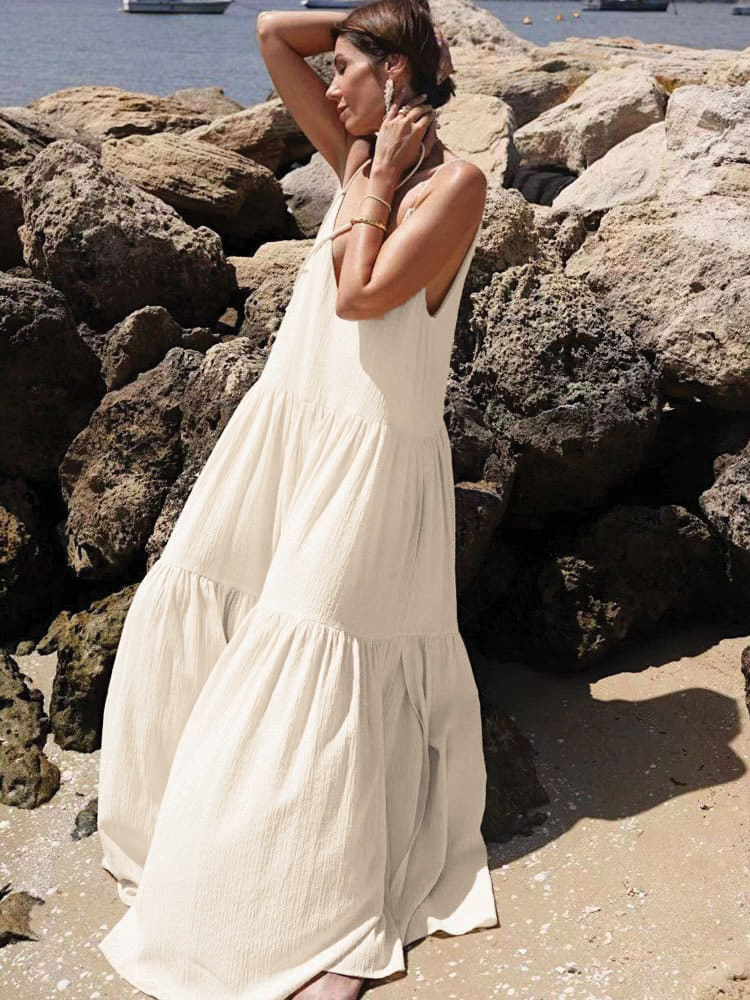 Strapless Floor Length Summer Dress - VibreMode