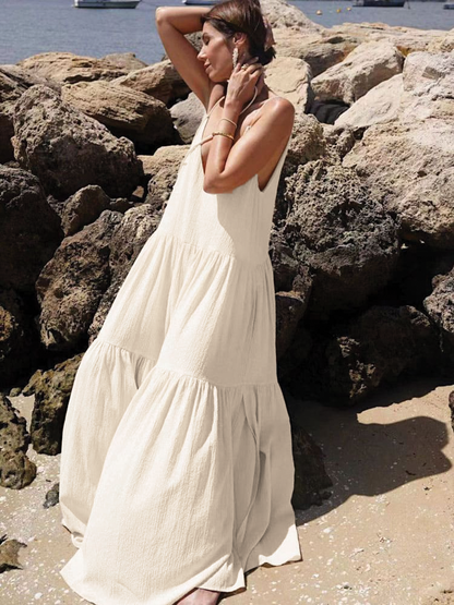 Strapless Floor Length Summer Dress - VibreMode