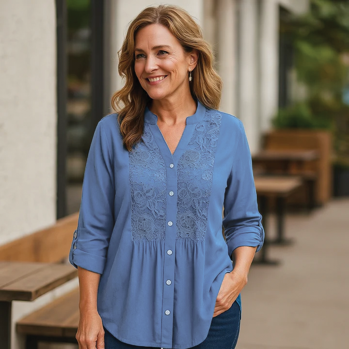 Feminine Ruffle Front Women Blouse