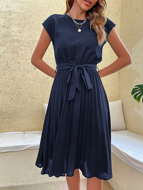 Women's Mini Dress Short Sleeve Pleated