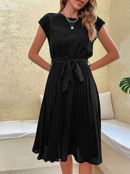 Women's Mini Dress Short Sleeve Pleated