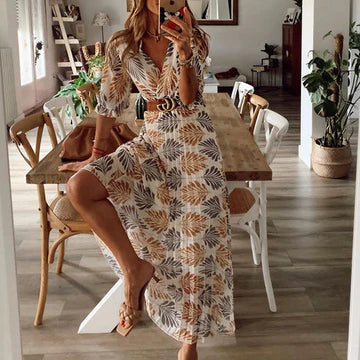 Women's Boho Maxi Swing Dress - VibreMode