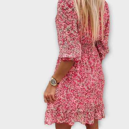 Pretty Floral Ruffle Sleeve Women's Dress