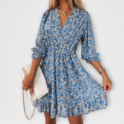 Pretty Floral Ruffle Sleeve Women's Dress