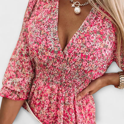 Pretty Floral Ruffle Sleeve Women's Dress