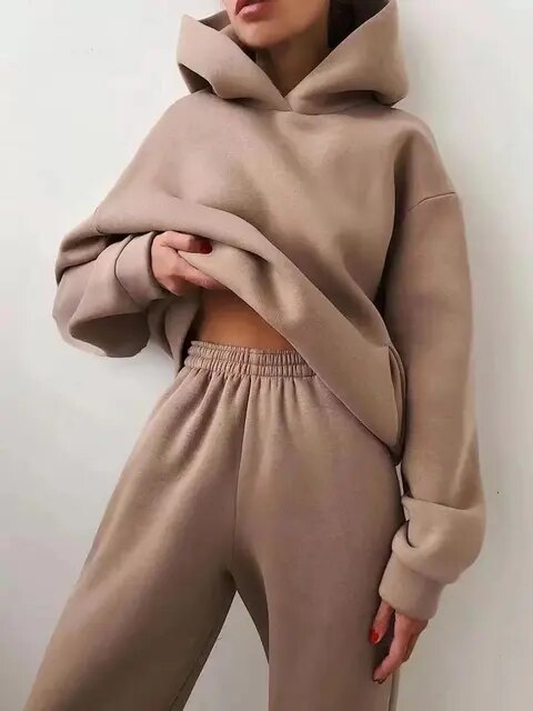 Women's Hoodie Loungewear Set Fleece Winter