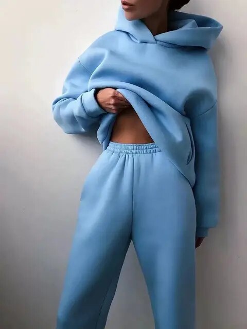 Women's Hoodie Loungewear Set Fleece Winter