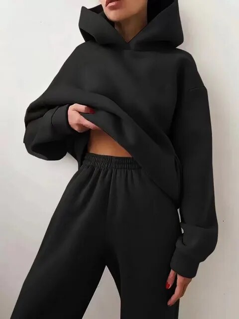 Women's Hoodie Loungewear Set Fleece Winter