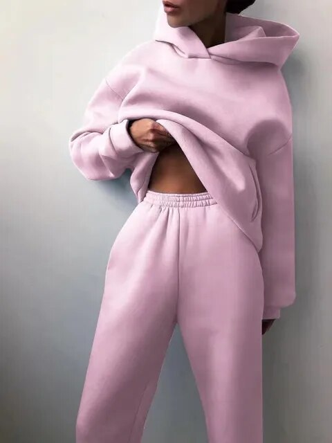 Women's Hoodie Loungewear Set Fleece Winter