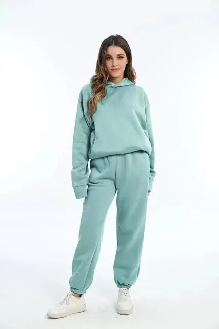 Women's Hoodie Loungewear Set Fleece Winter