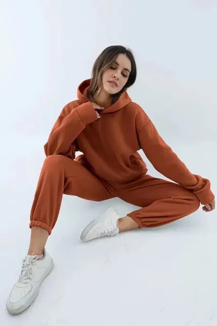 Women's Hoodie Loungewear Set Fleece Winter