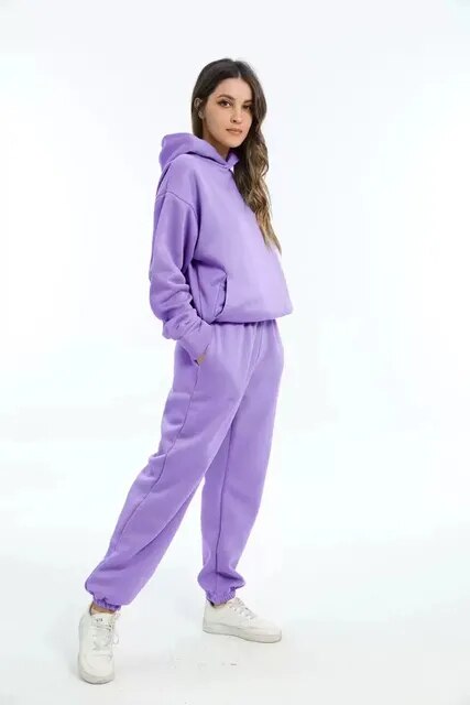 Women's Hoodie Loungewear Set Fleece Winter