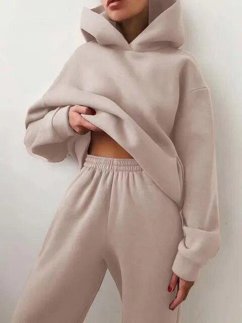 Women's Hoodie Loungewear Set Fleece Winter