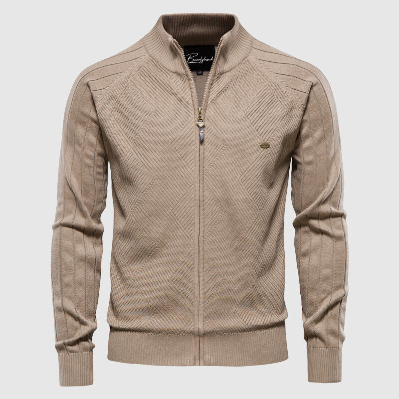 Men's Turtleneck Cardigan Sweater Zipper Front - VibreMode