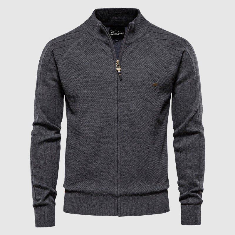 Men's Zipper Cardigan Turtleneck Sweater