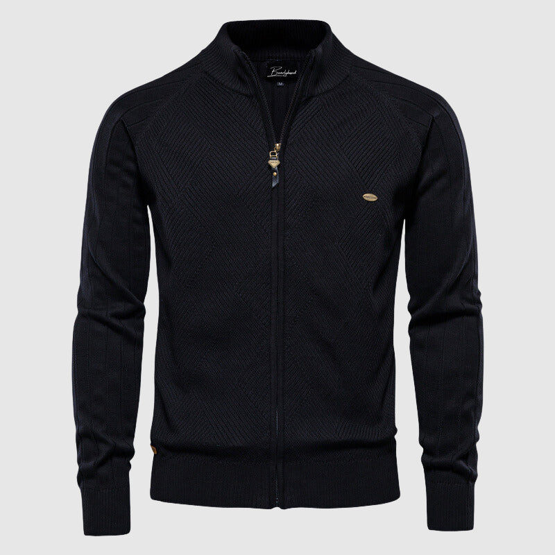 Men's Turtleneck Cardigan Sweater Zipper Front