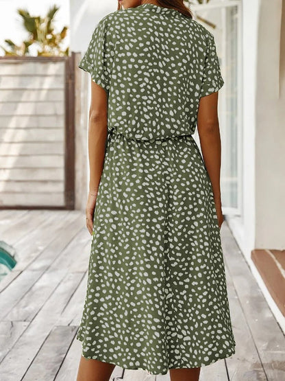 Women's Casual Short Sleeve Tie Waist Dress
