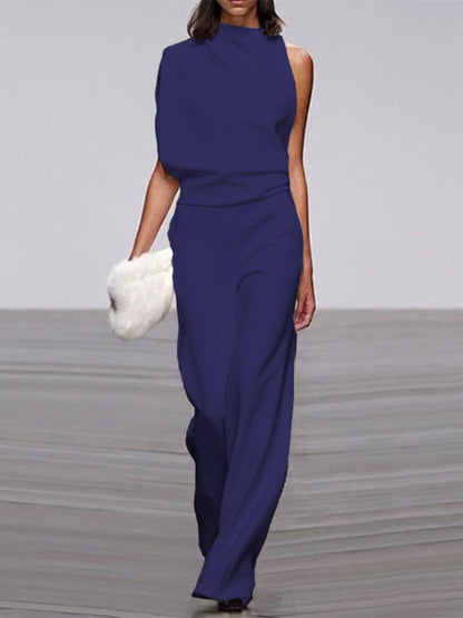 Women's Sleeveless Jumpsuit Open Back Design