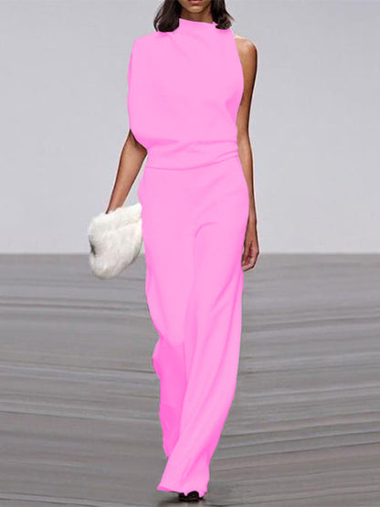 Women's Sleeveless Jumpsuit Open Back Design
